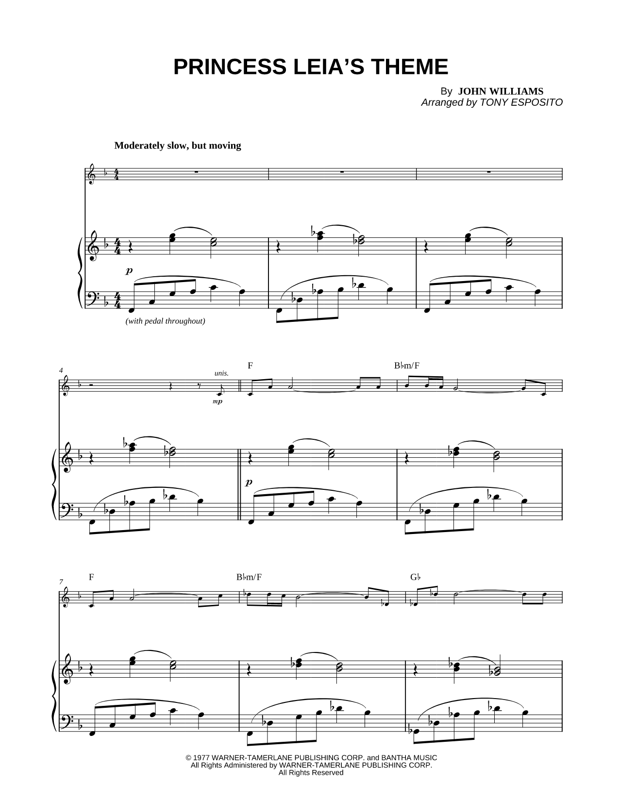 Princess Leia's Theme - Piano Accompaniment (Instrumental Trio)