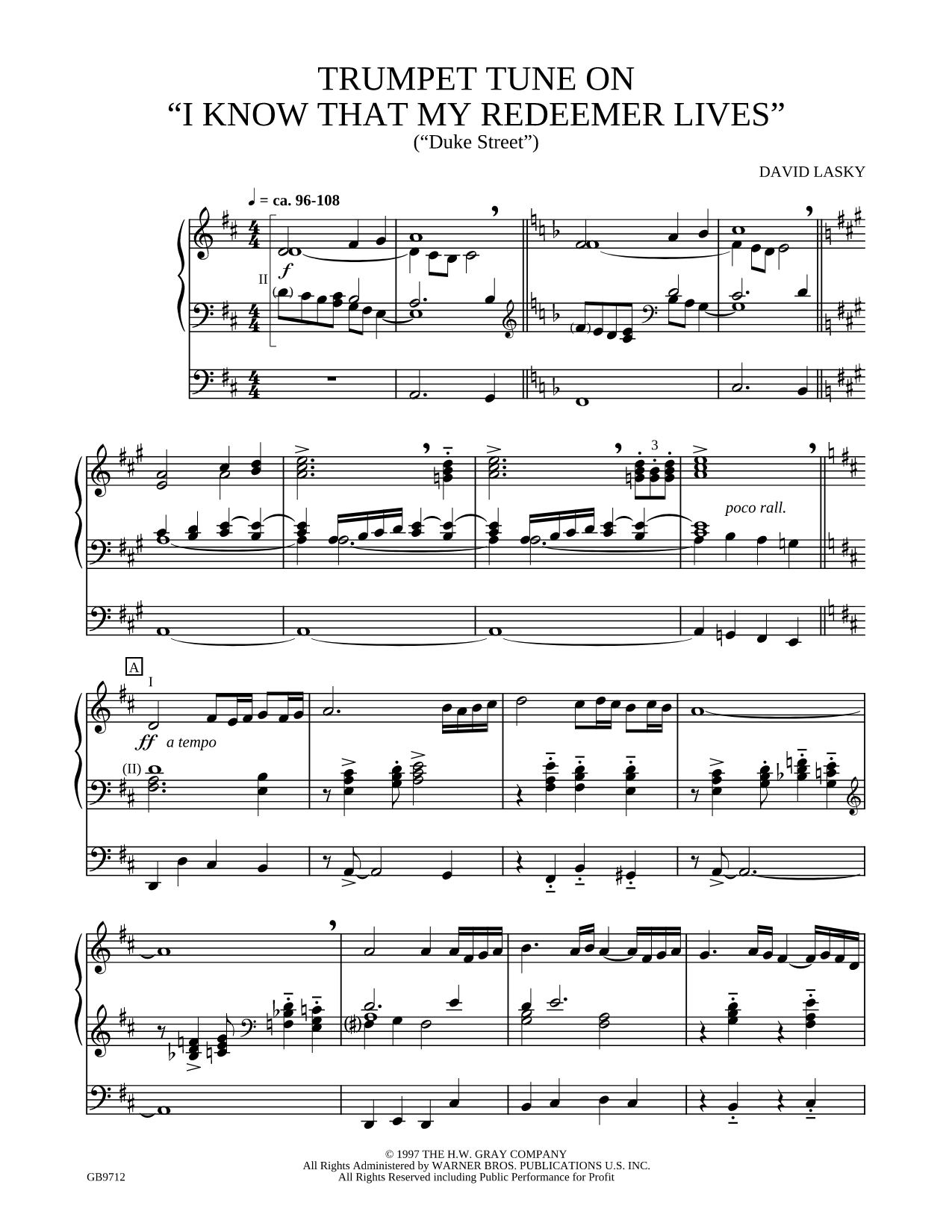 Trumpet Tune on "I Know That My Redeemer Lives"