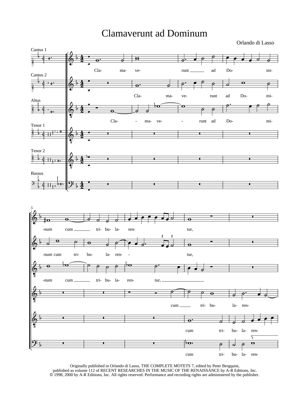 Clamaverunt ad Dominum
