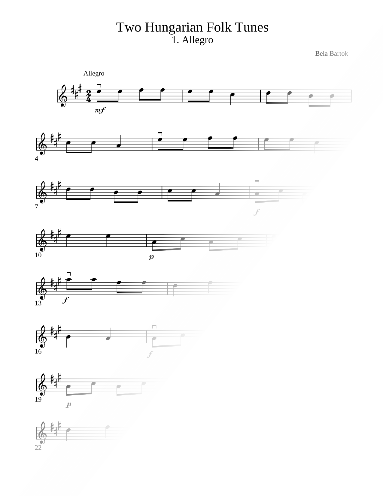 Two Hungarian Folk Tunes: 1. Allegro