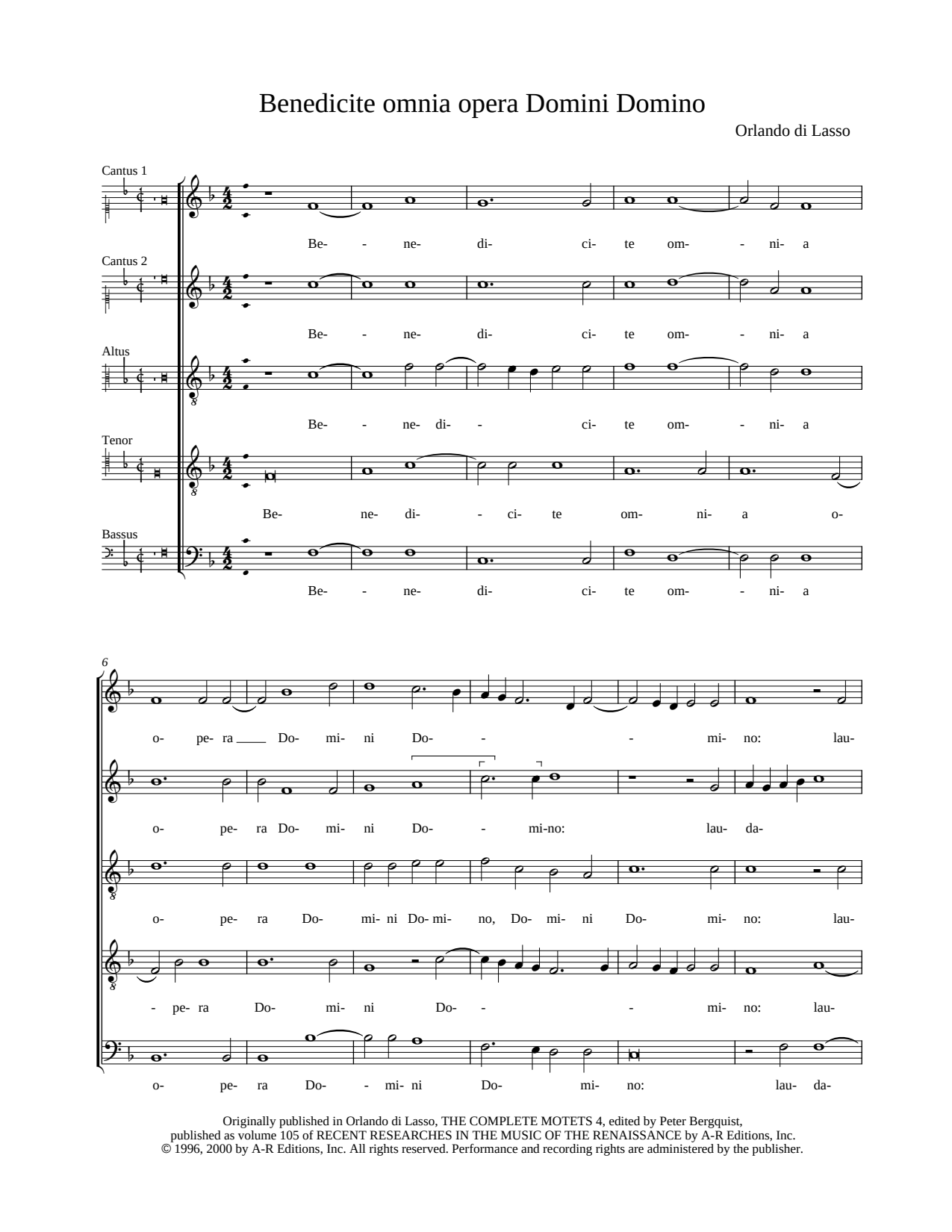 Benedicite omnia opera Domini Domino
