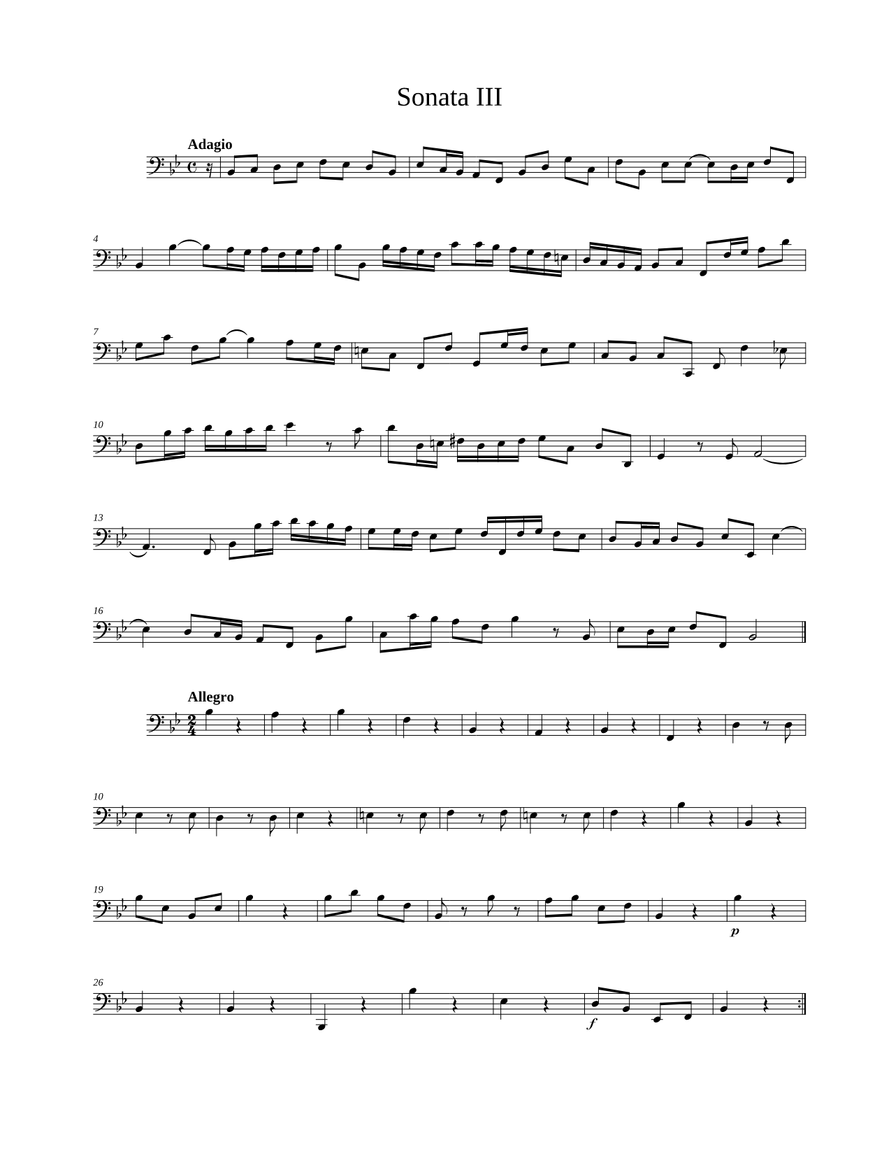 Sonata III for Violin and Basso Continuo - Continuo