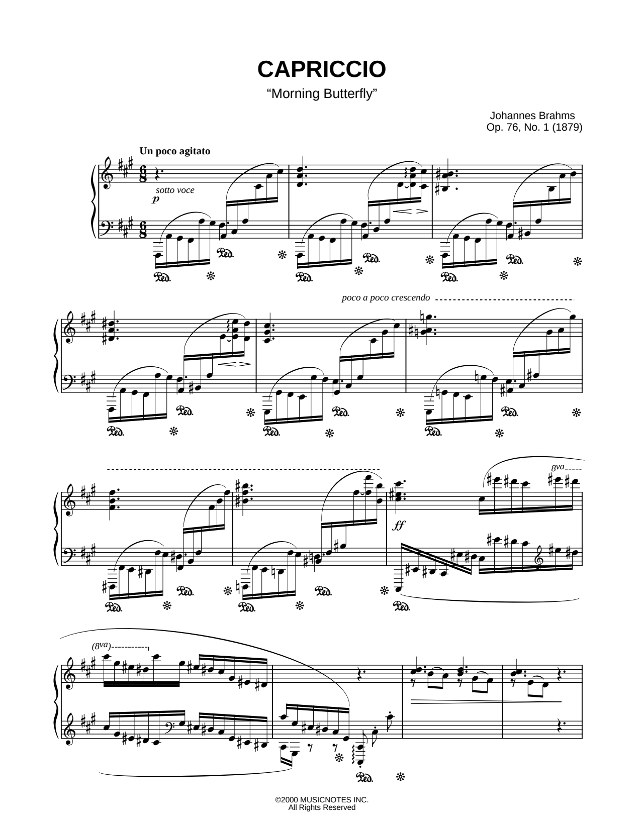 Capriccio, Morning Butterfly, Opus 76, No. 1