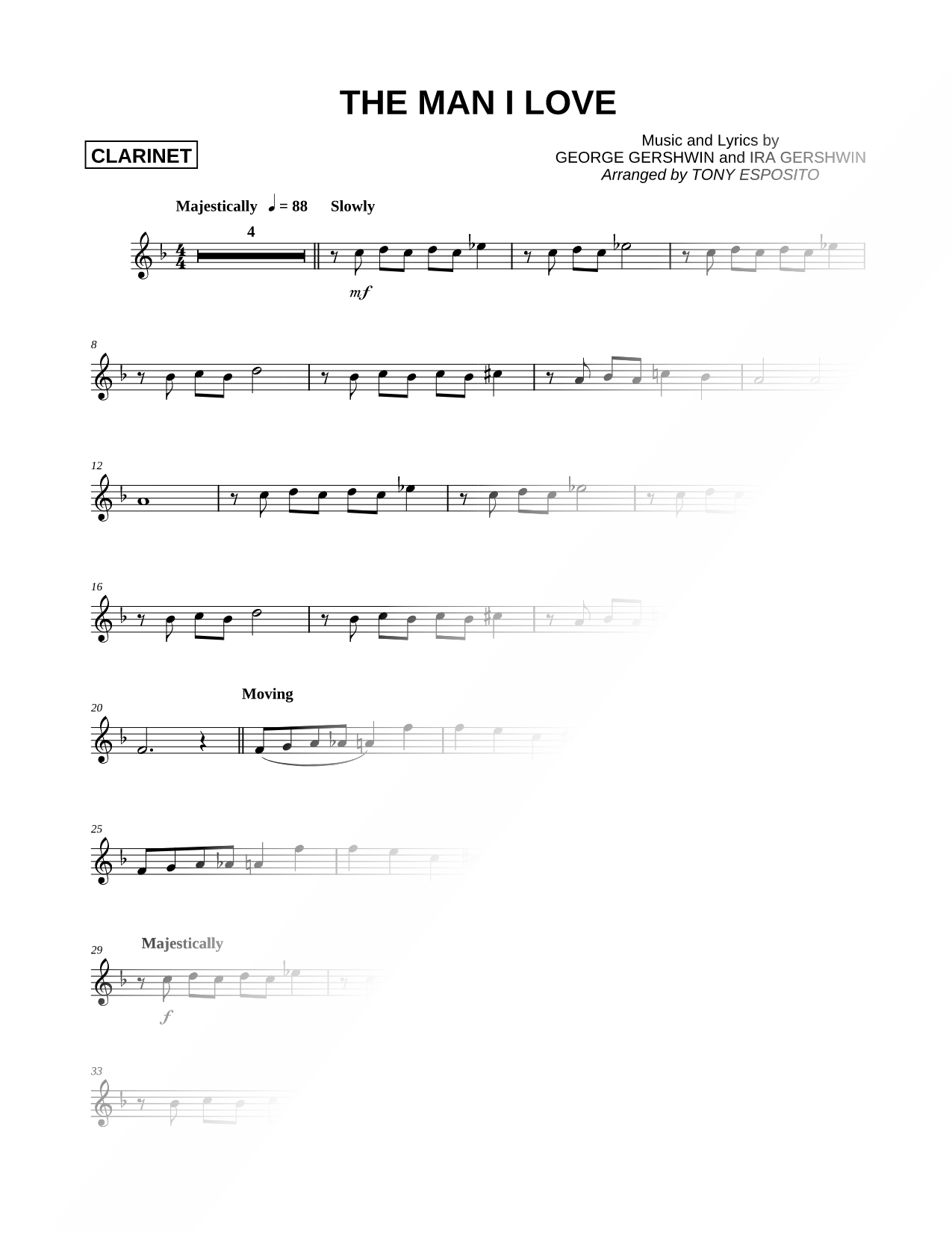The Man I Love - Clarinet