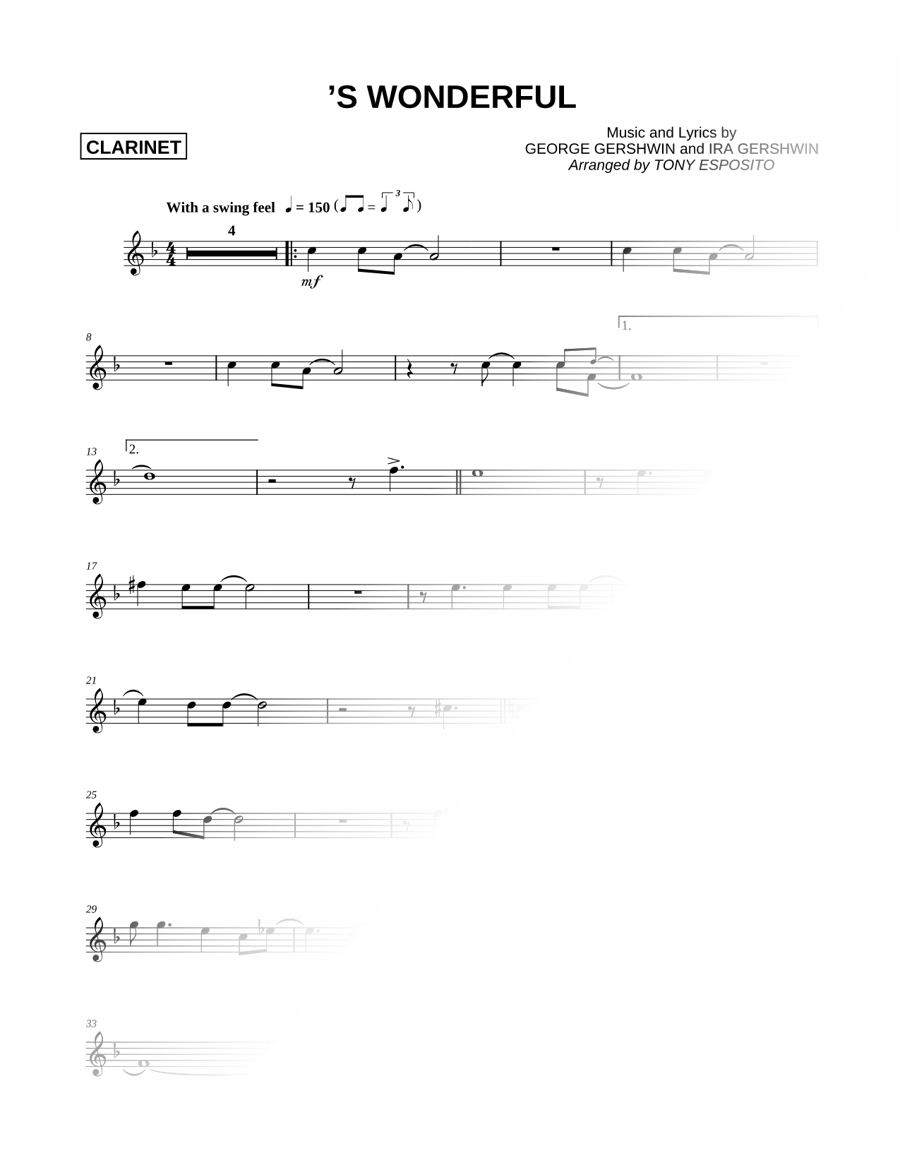 'S Wonderful - Clarinet