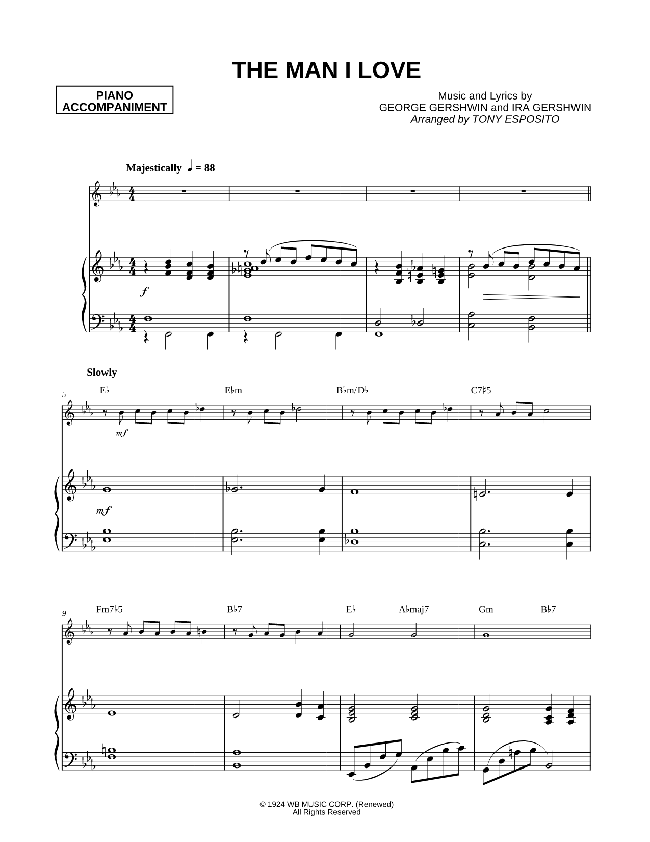 The Man I Love - Piano Accompaniment