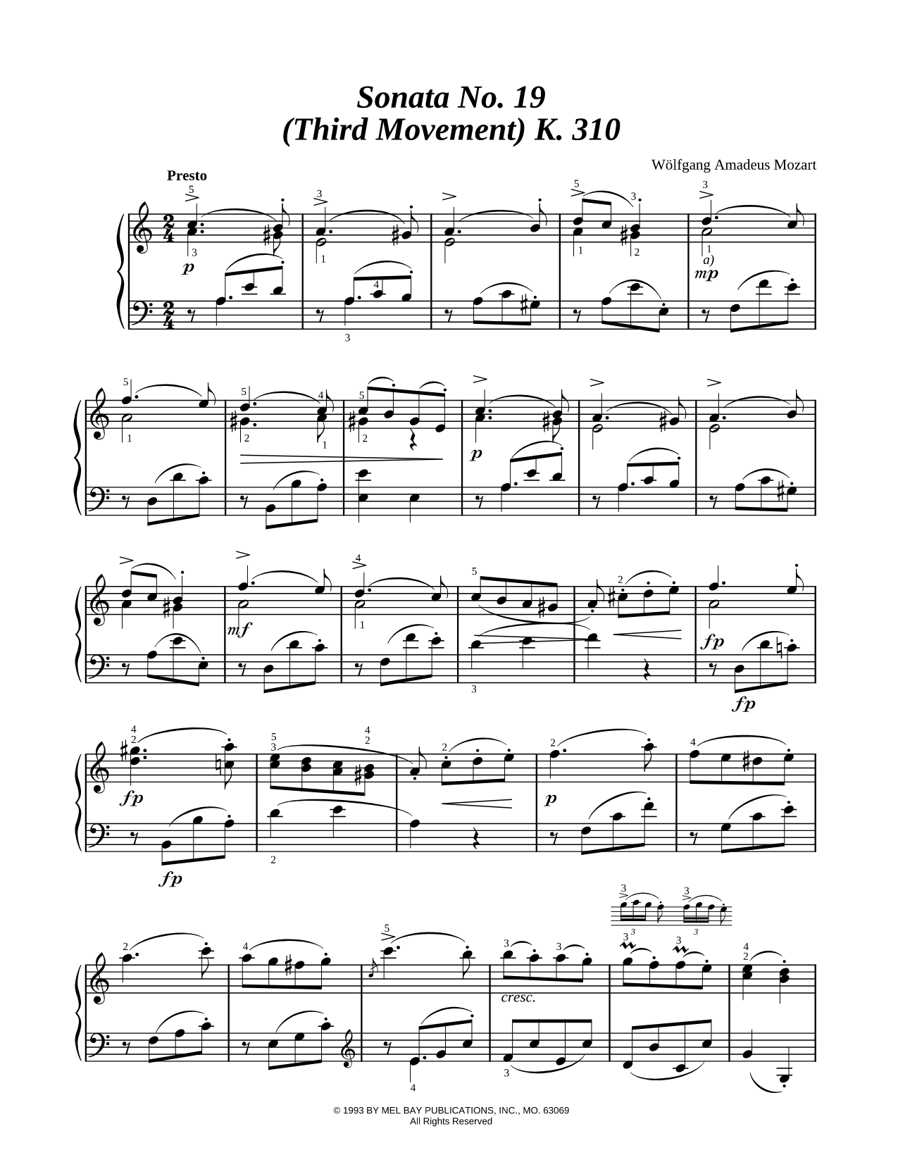 Third Movement from Sonata No. 19
