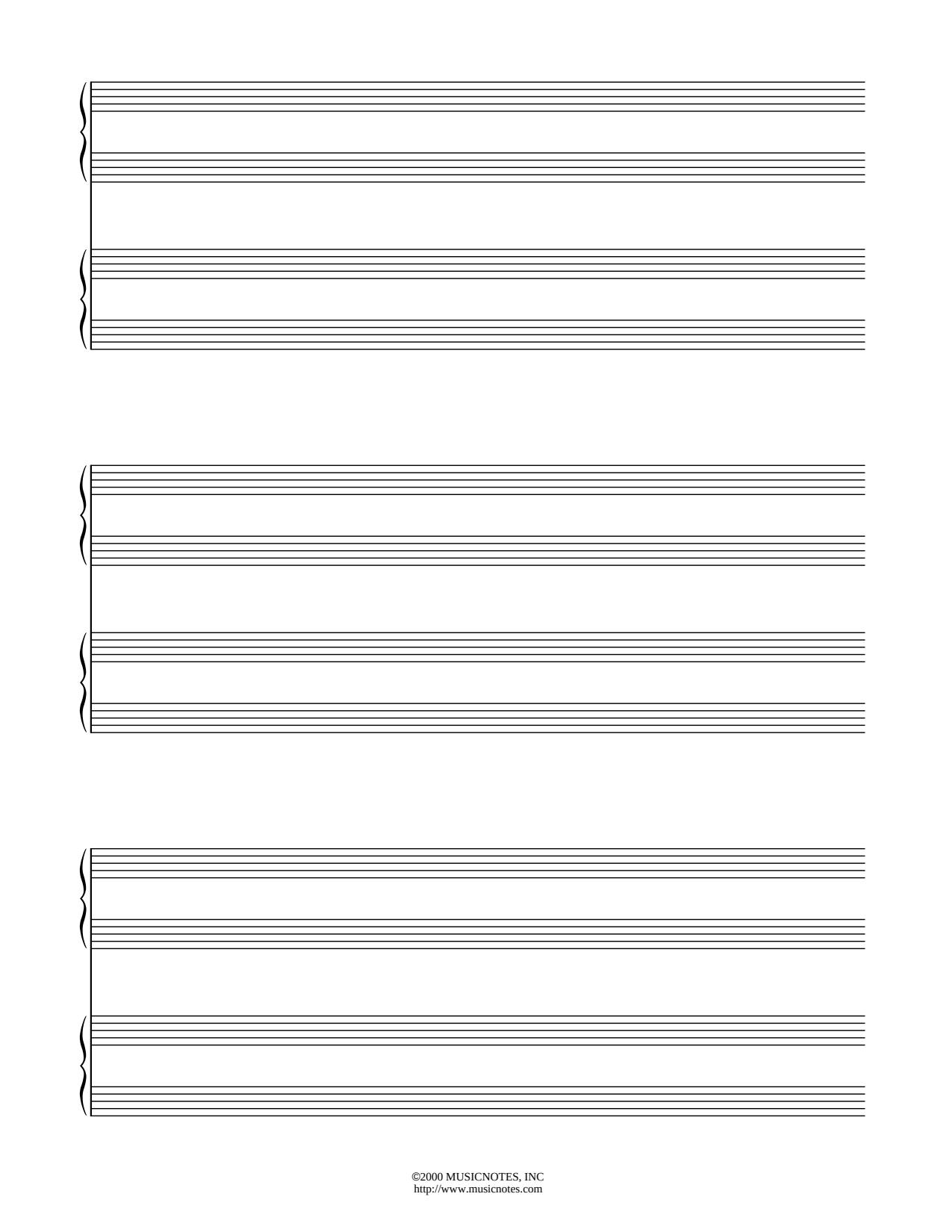 Manuscript Paper for Piano Duet (Free Blank Sheet Music)