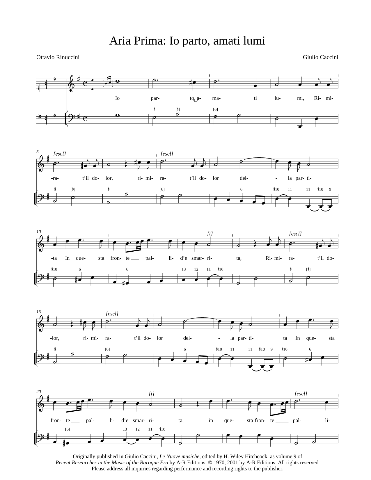 Aria Prima: Io parto, amati lumi