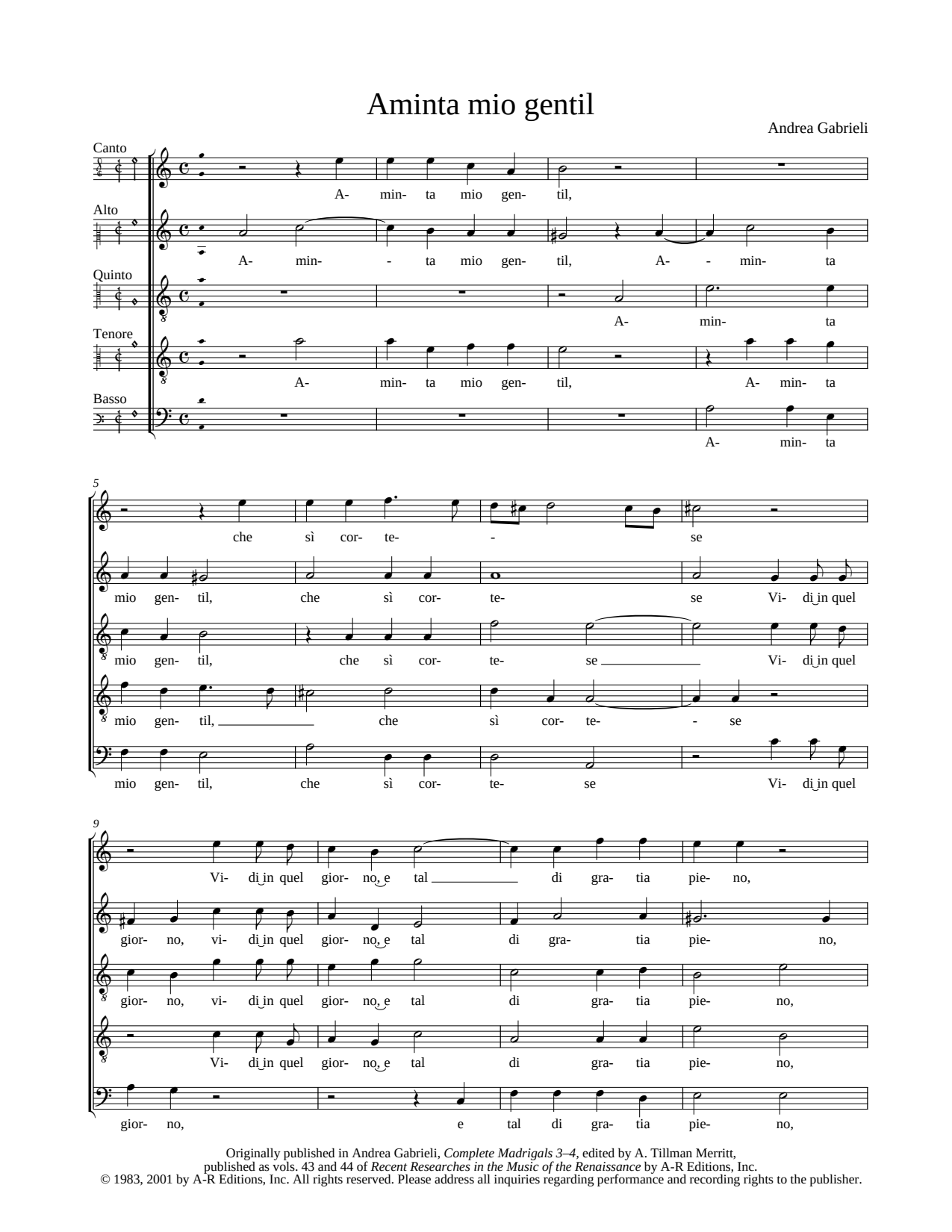 Aminta mio gentil