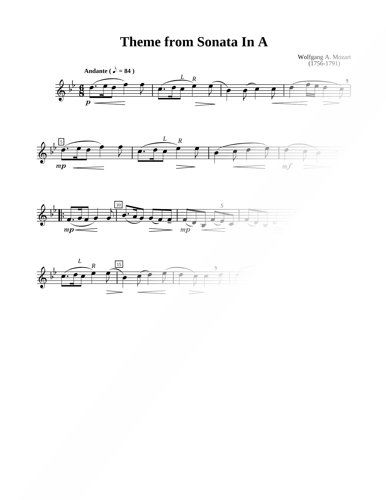 Theme from Sonata in A, K. 331 - Clarinet Part