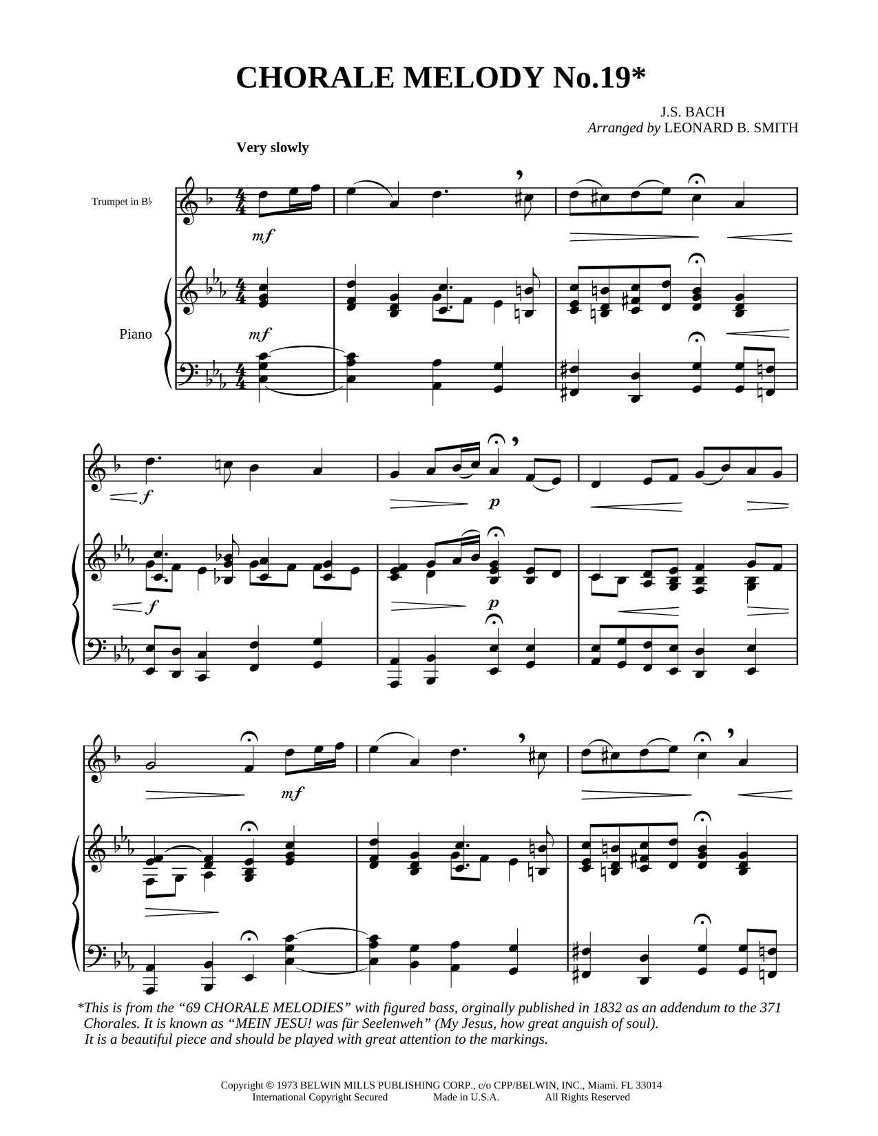 Chorale Melody No.19 - Piano Accompaniment
