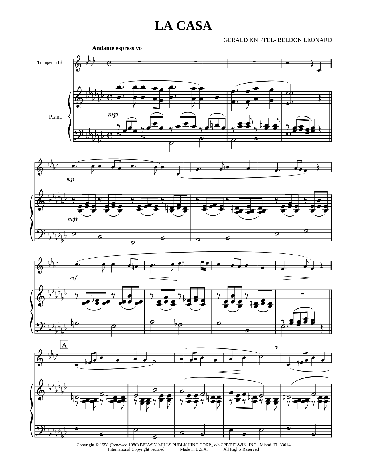 La Casa - Piano Accompaniment