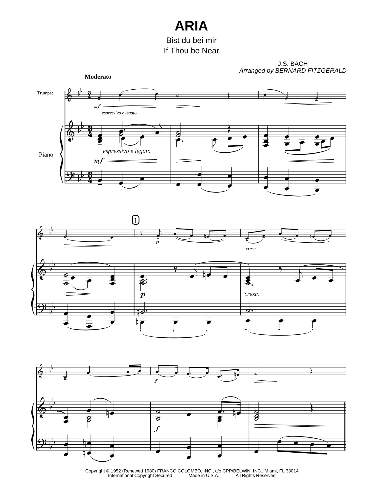Bist du bei mir, Aria BWV 508 - Piano Accompaniment