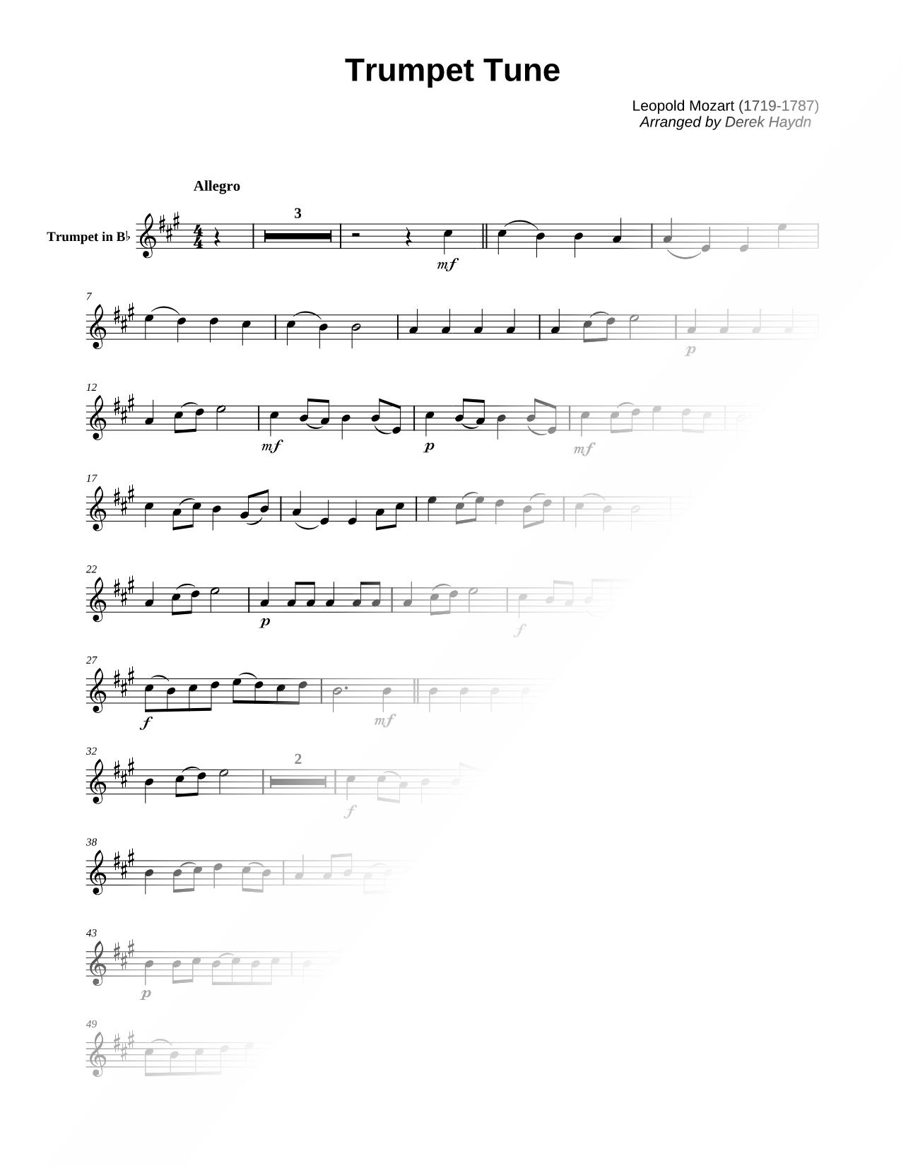 Trumpet Tune - Bb trumpet part