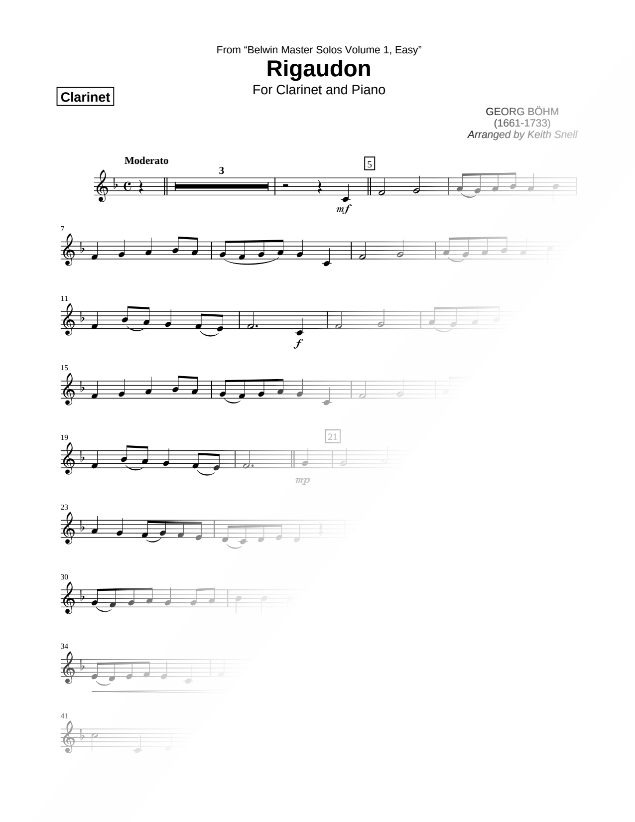 Rigaudon - Clarinet