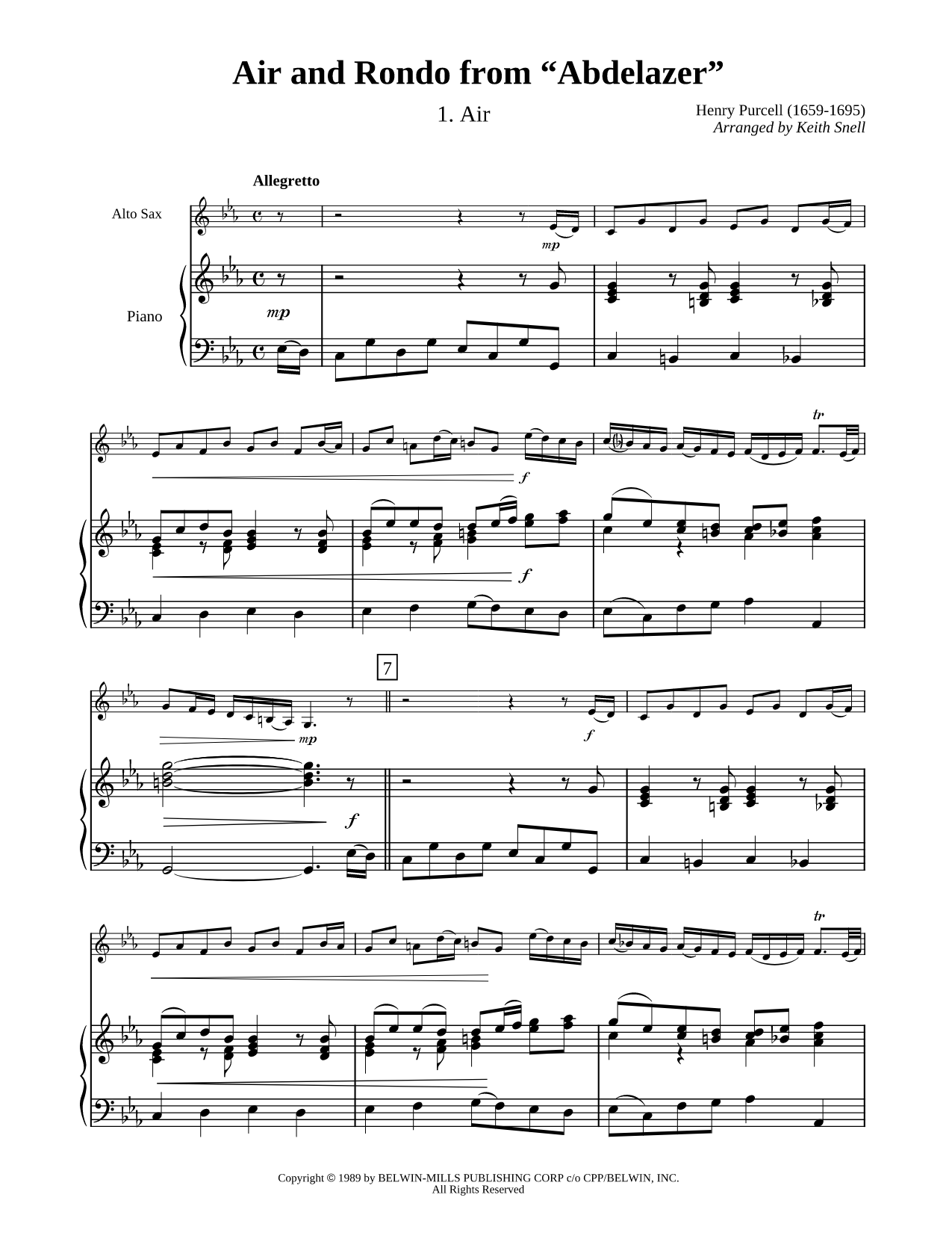 Air and Rondo from "Abdelazer" - Piano Accompaniment