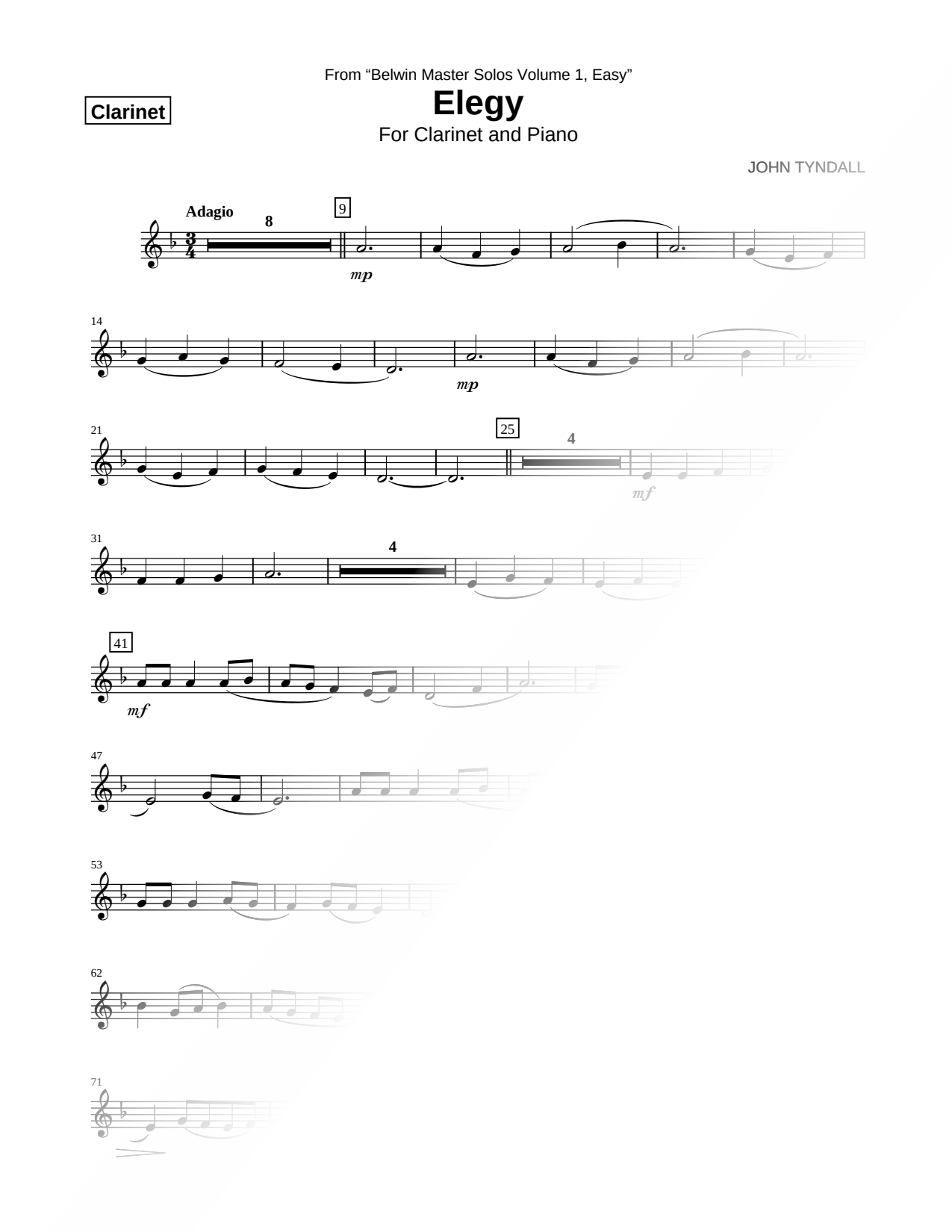 Elegy - Clarinet