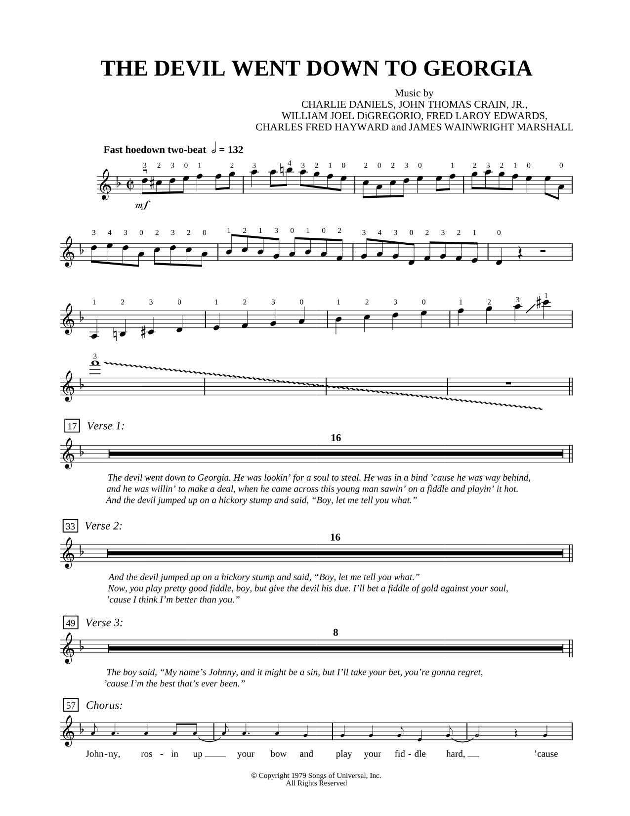 The Devil Went Down to Georgia - Violin Part