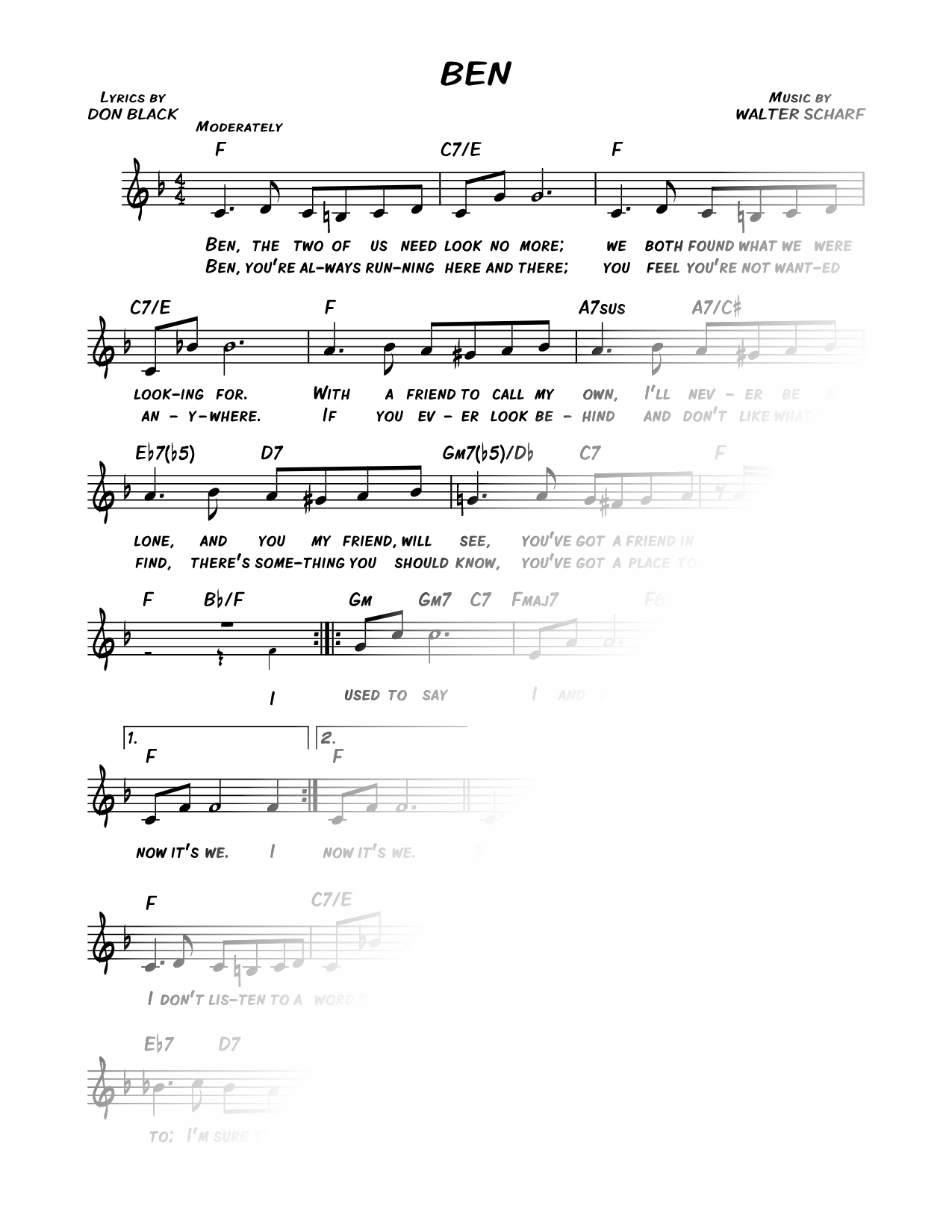 Ben Sheet Music — Leadsheet