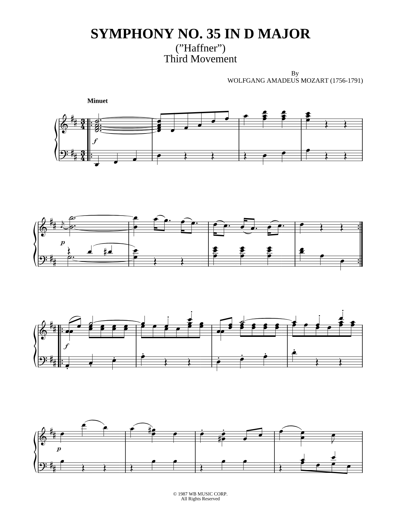 Symphony No. 35 In D Major ("Haffner") Third Movement