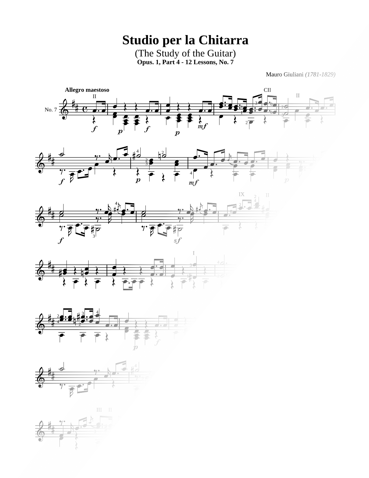 Studio Per La Chitarra, Part 4, Lesson No. 7