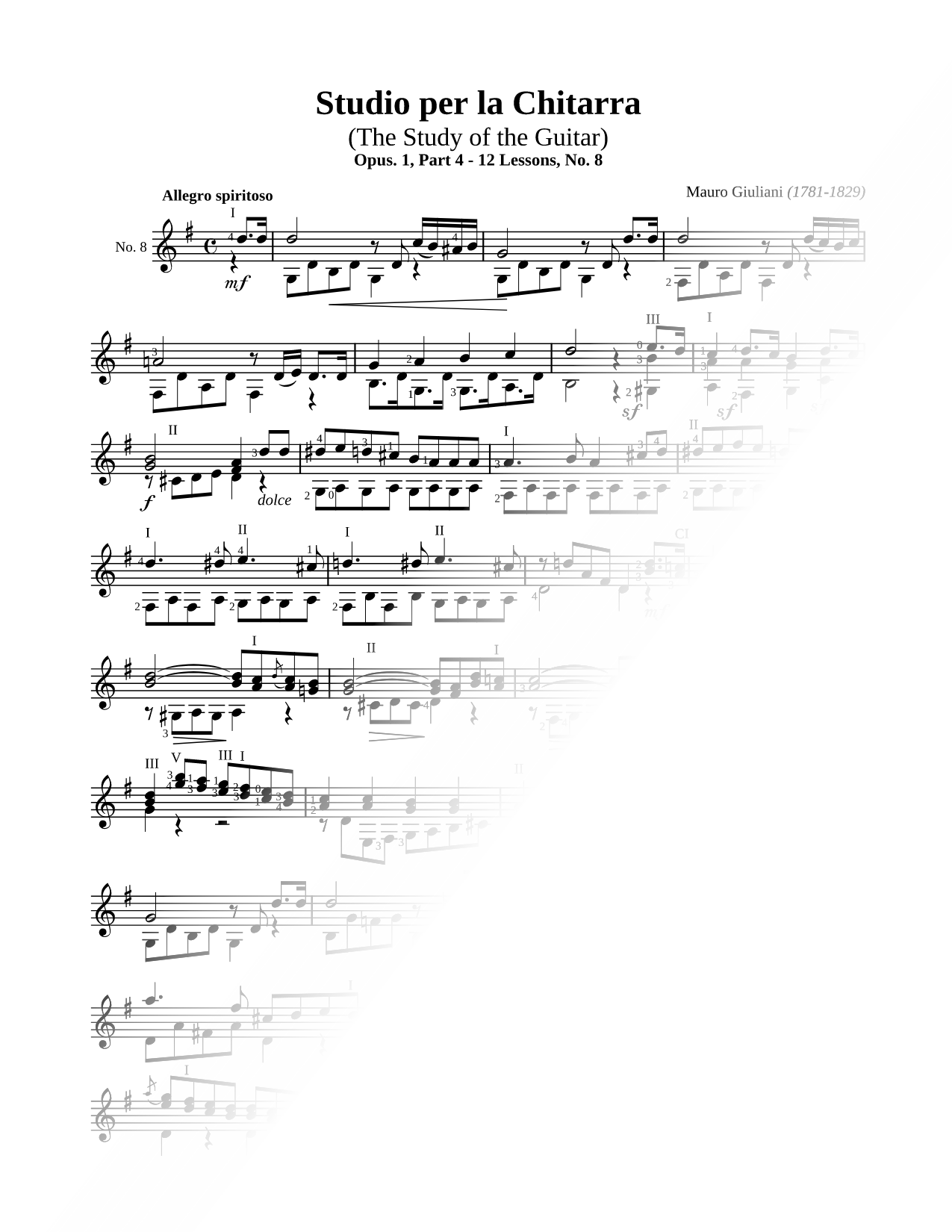 Studio Per La Chitarra, Part 4, Lesson No. 8