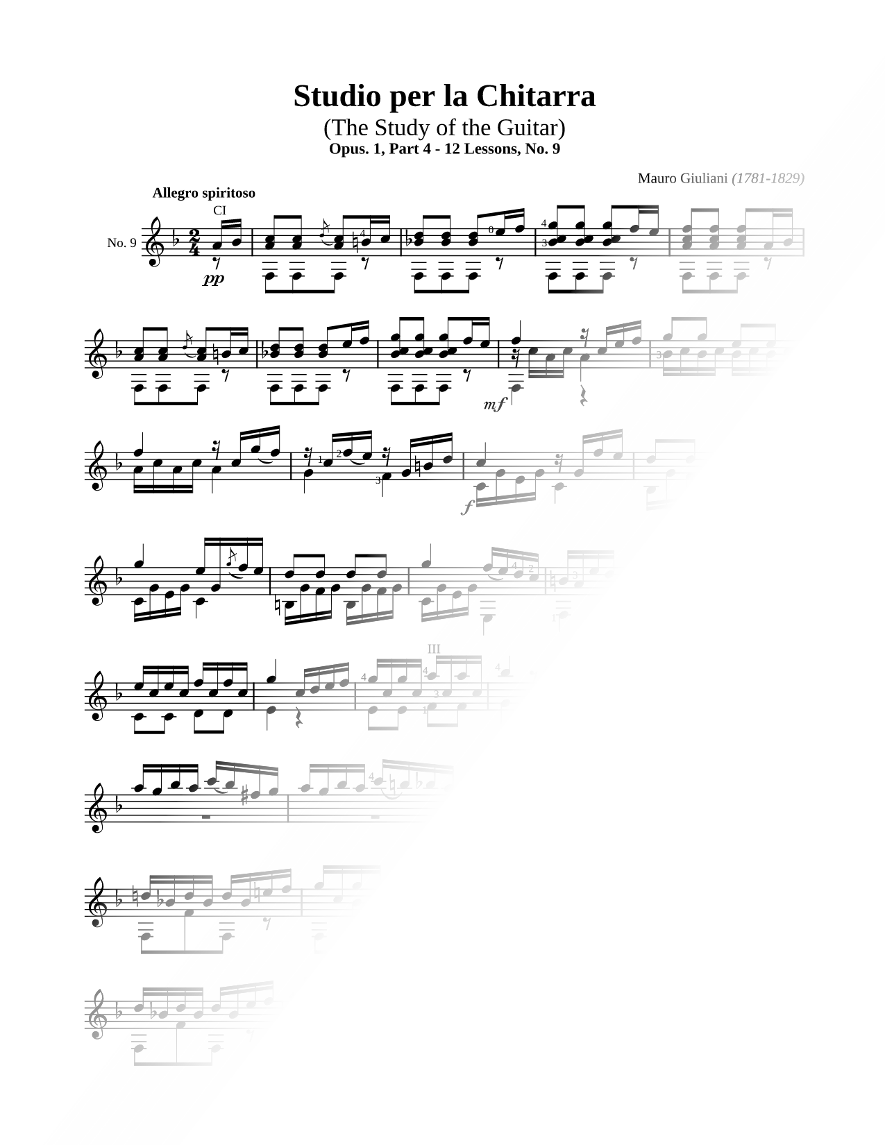 Studio Per La Chitarra, Part 4, Lesson No. 9