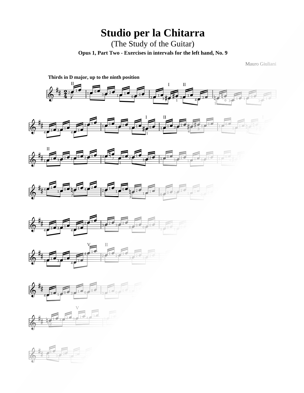 Studio Per La Chitarra, Pt 2 - Exercises left hand No. 9