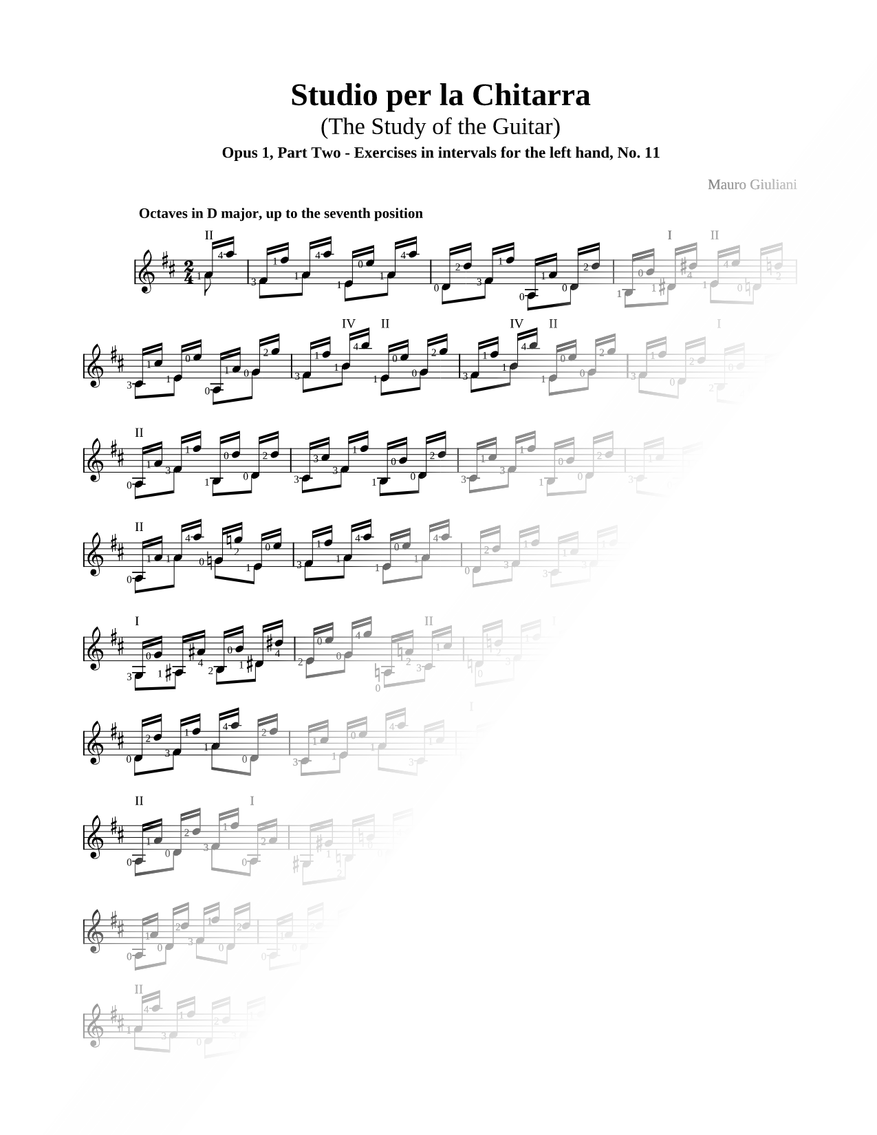Studio Per La Chitarra, Pt 2 - Exercises left hand No. 11