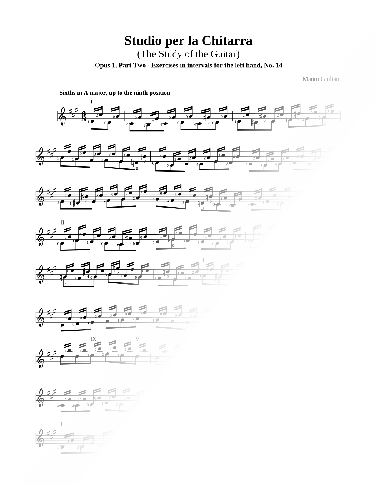 Studio Per La Chitarra, Pt 2 - Exercises left hand No. 14