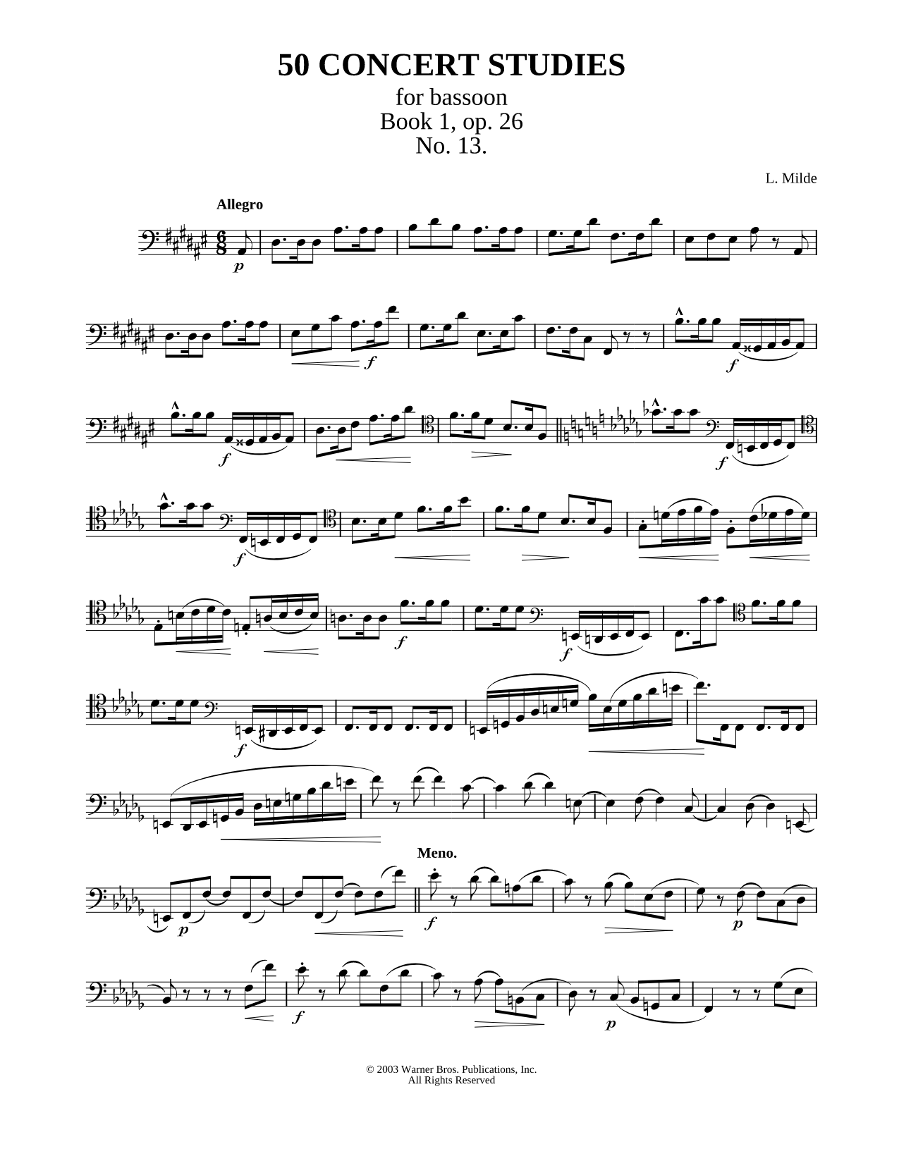 50 Concert Studies For Bassoon - Book 1, No. 13