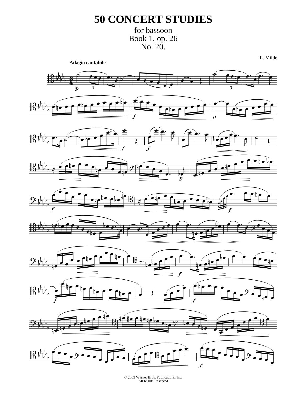 50 Concert Studies For Bassoon - Book 1, No. 20