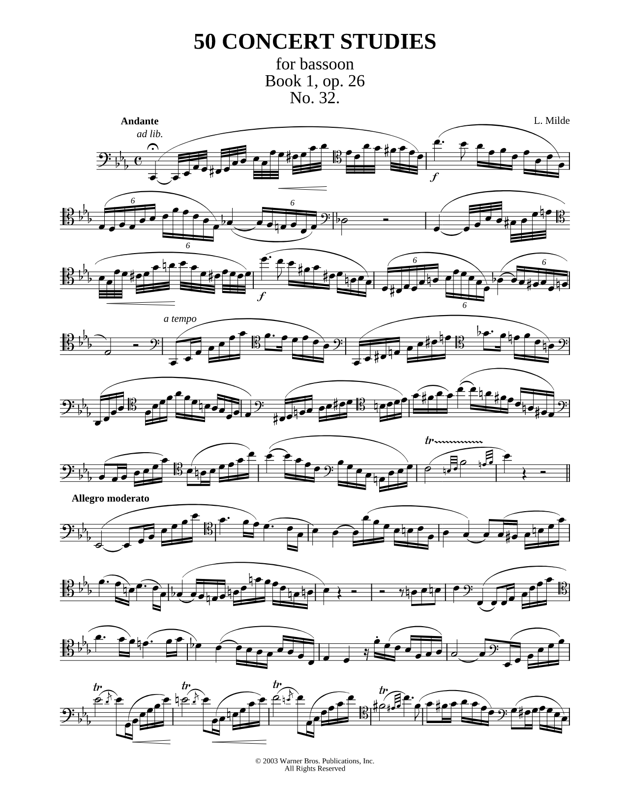 50 Concert Studies For Bassoon - Book 1, No. 32