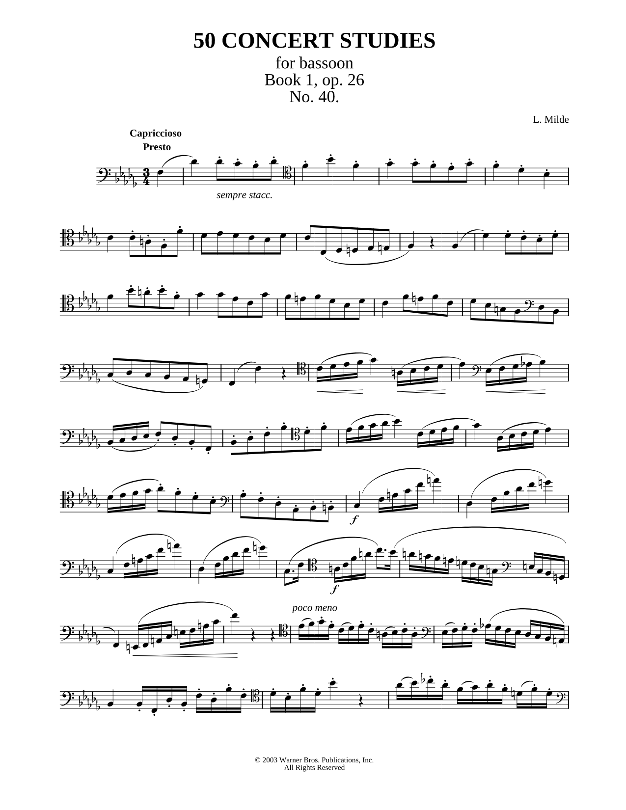 50 Concert Studies For Bassoon - Book 1, No. 40