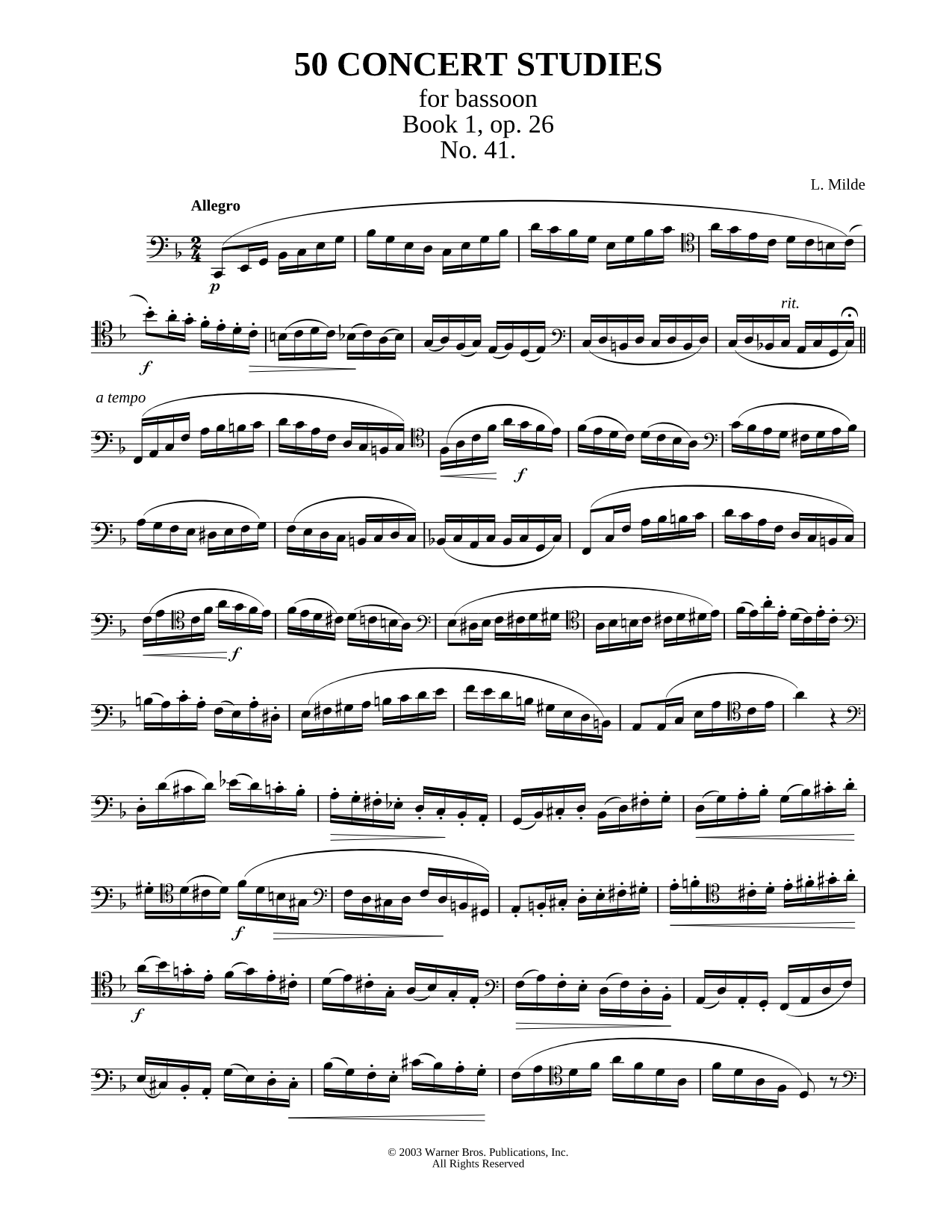 50 Concert Studies For Bassoon - Book 1, No. 41