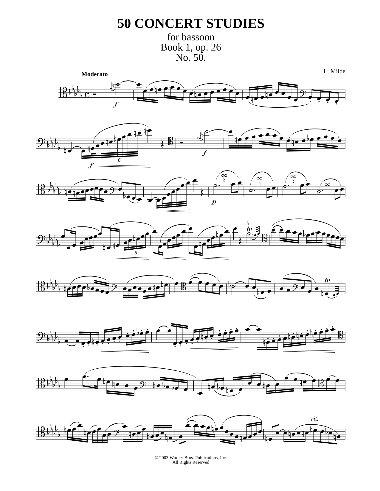 50 Concert Studies For Bassoon - Book 1, No. 50