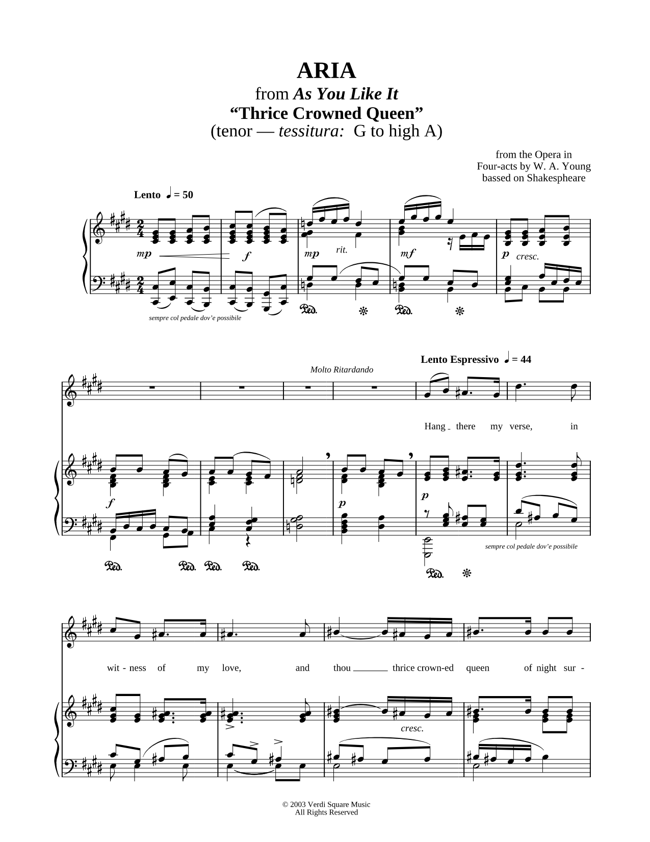 Tenor Voice - Aria - " Thrice Crowned Queen "