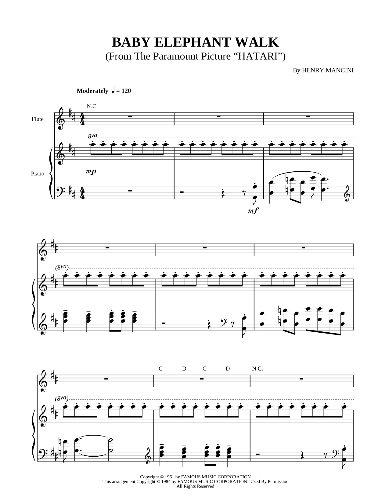 Baby Elephant Walk - Piano Accompaniment