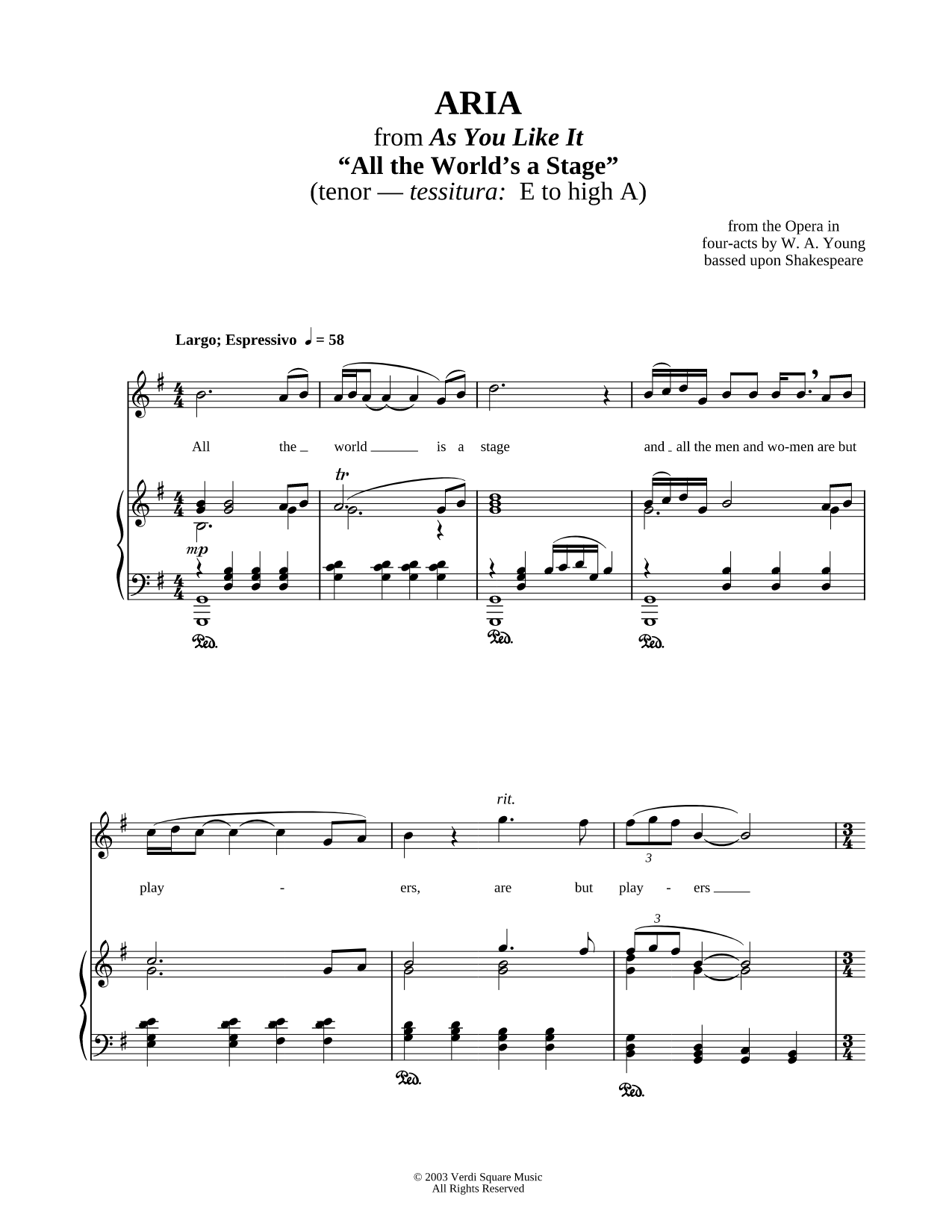 Tenor Voice - Aria - All The World's A Stage