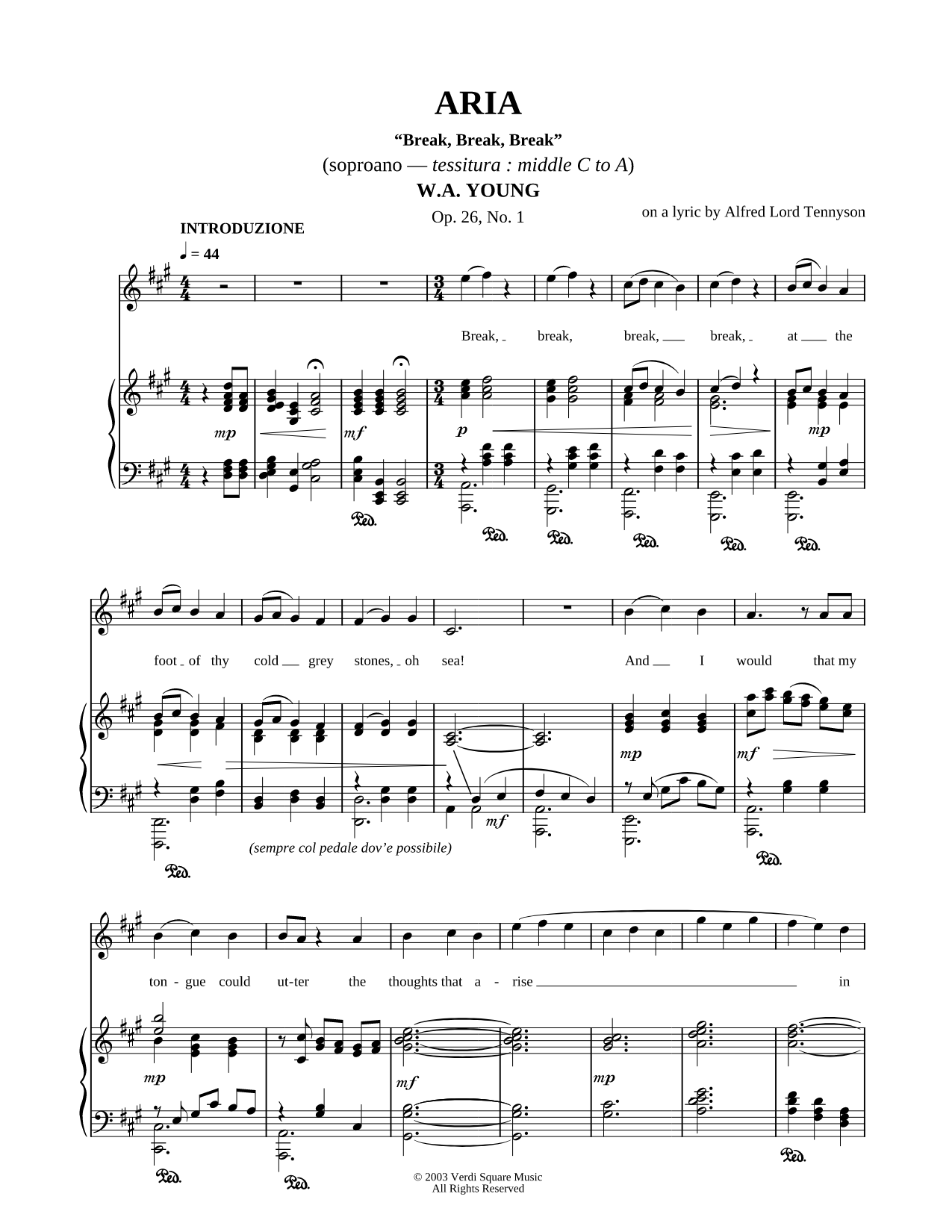 Soprano Voice - Aria - " Break, Break, Break "