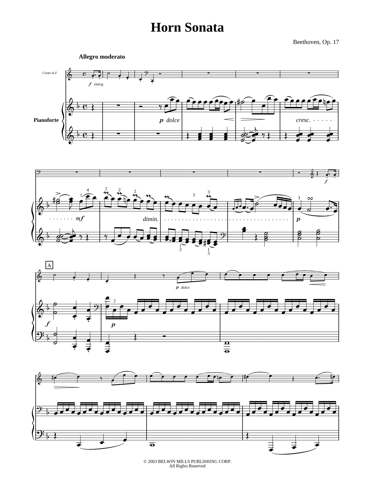 Horn Sonata, Op. 17 - Piano Accompaniment