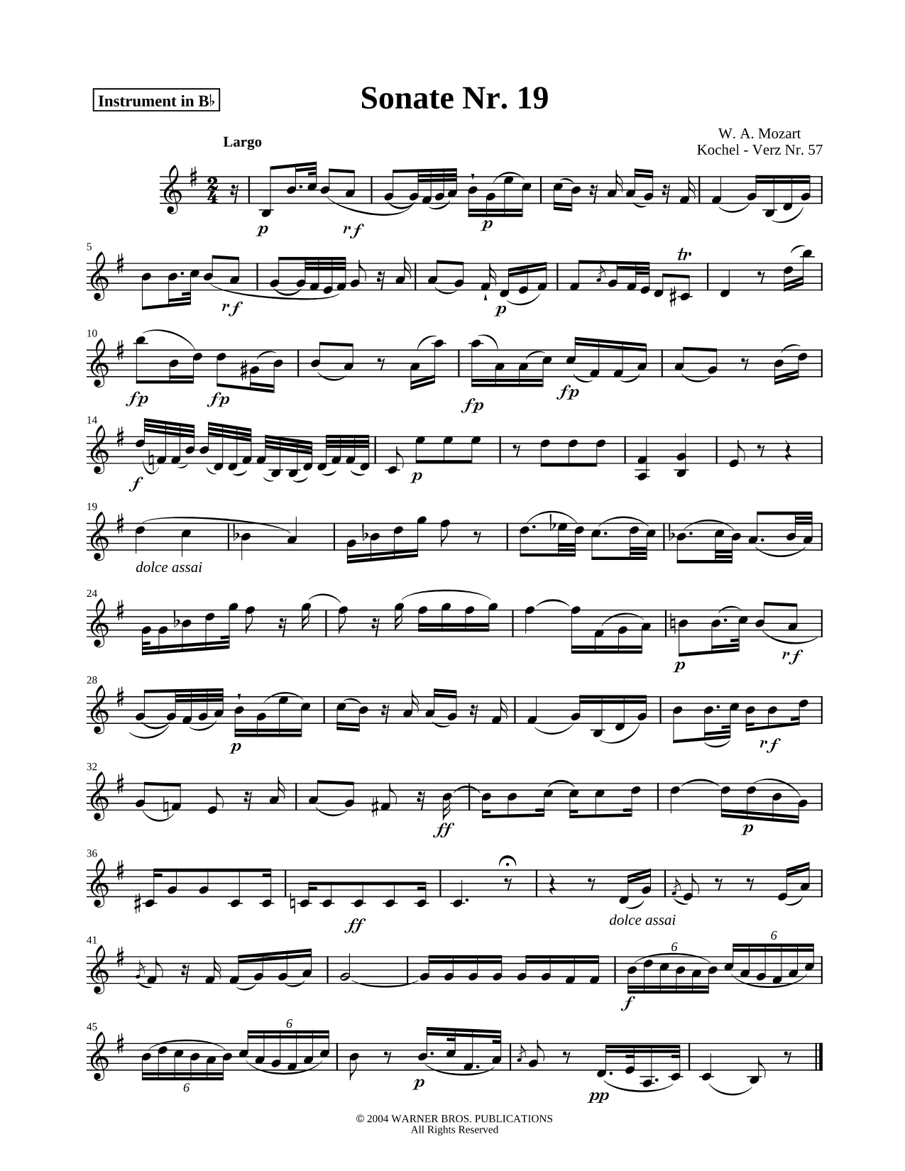 Sonata No. 19 for Piano and Violin in F Major, K. 57