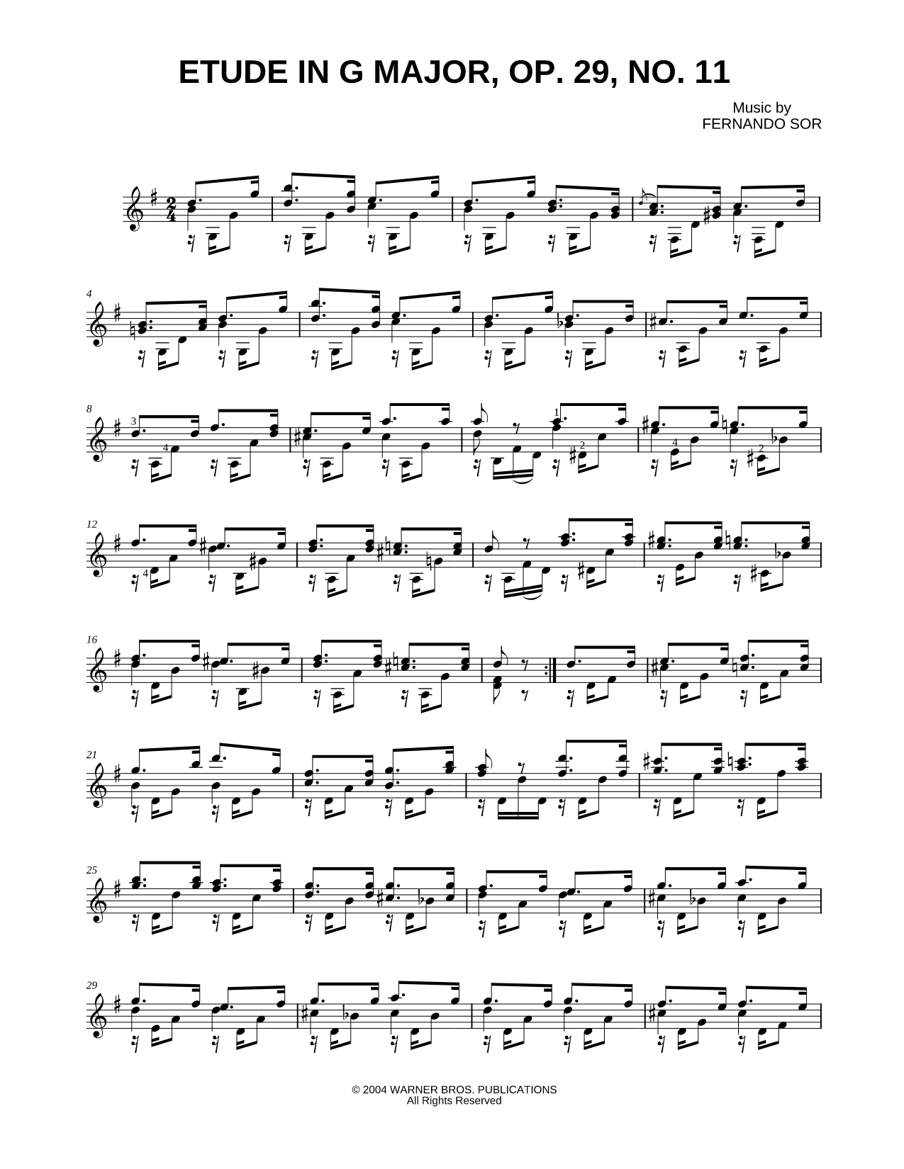Etude in G Major, Op. 29, No. 11