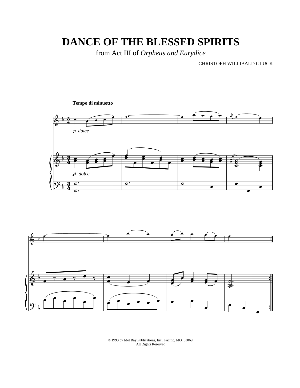 Dance of the Blessed Spirits - Piano Accompaniment