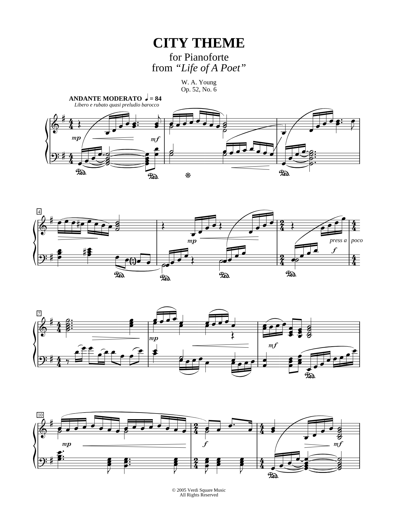 Piano Solo - Pianoforte - City Theme
