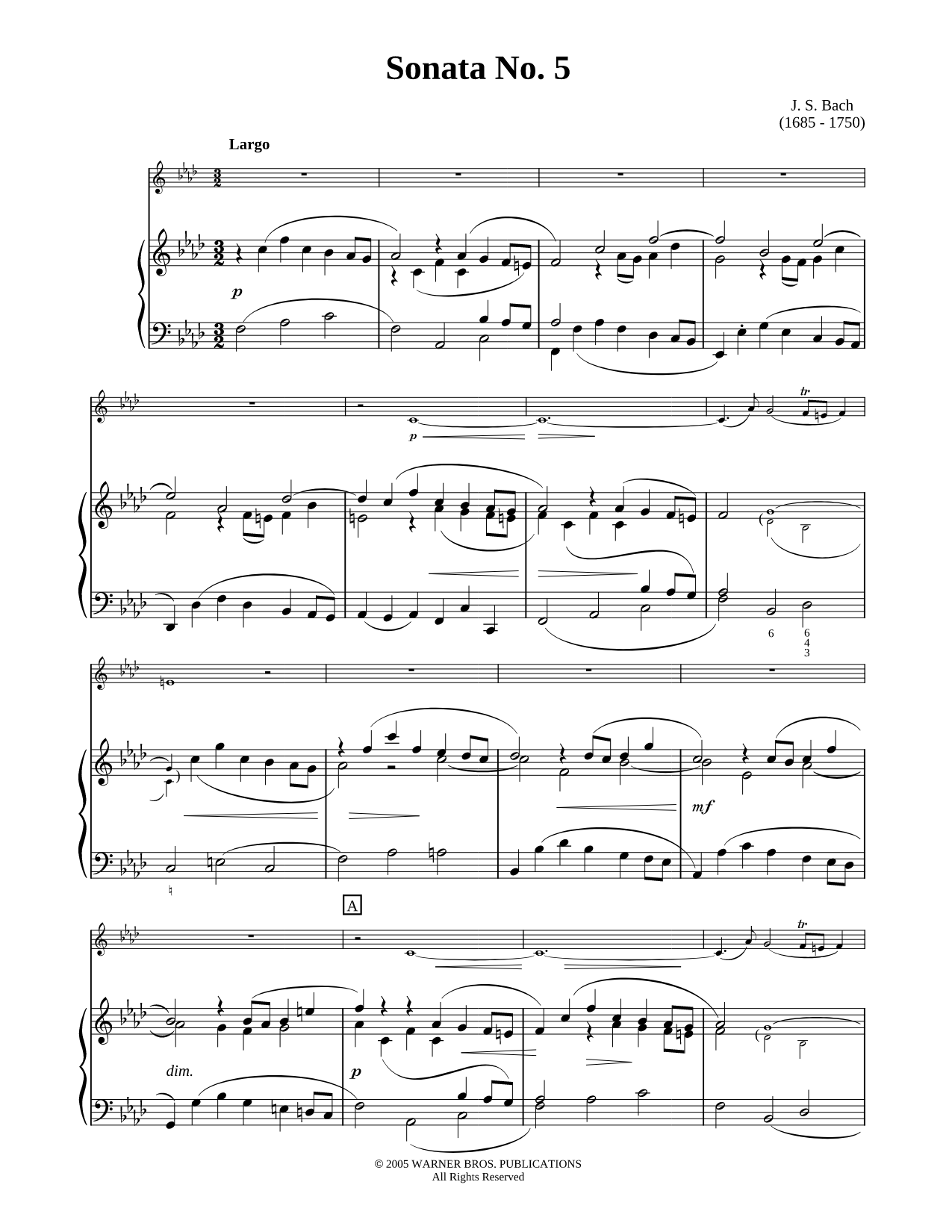 Sonata For Violin And Keyboard No. 5 In F Minor, BVW 1018