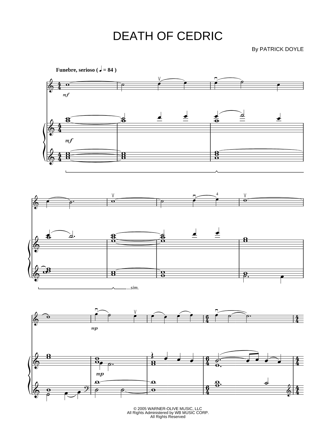 Death of Cedric - Piano Accompaniment (Strings)