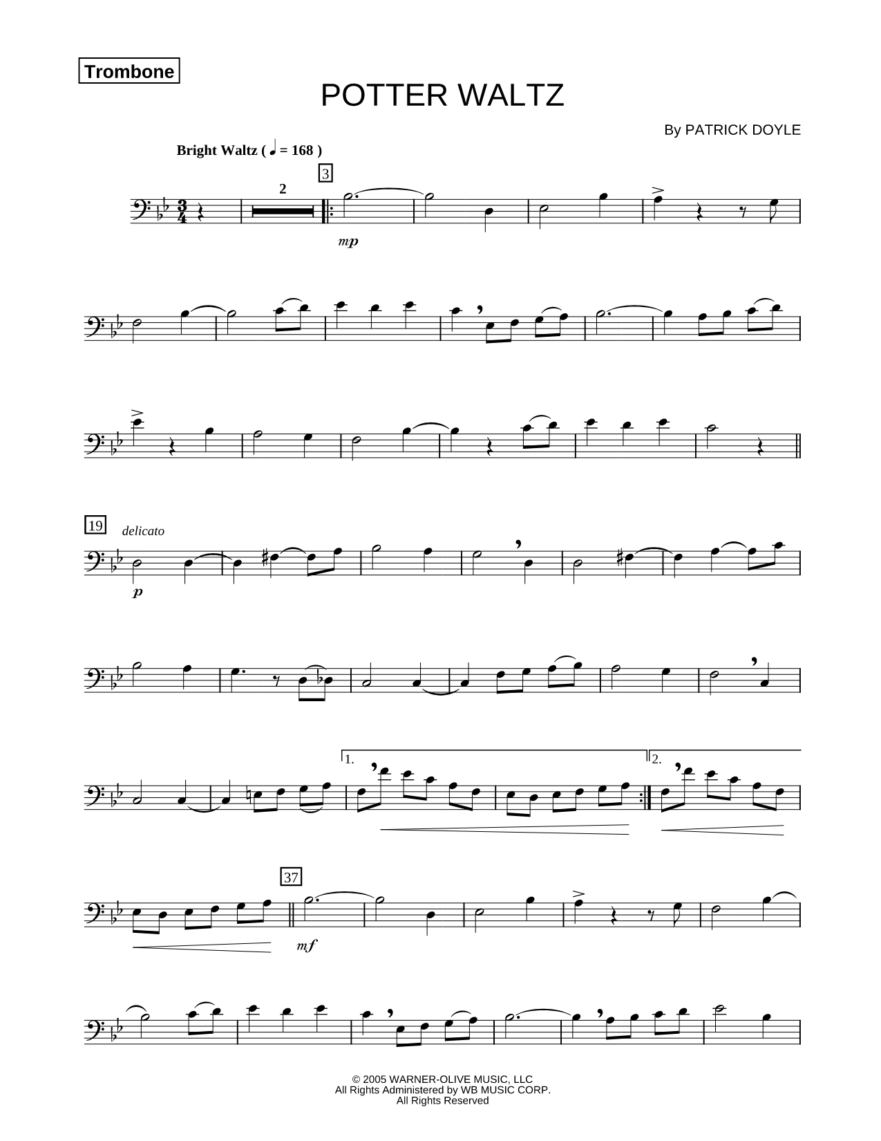 Potter Waltz - Trombone