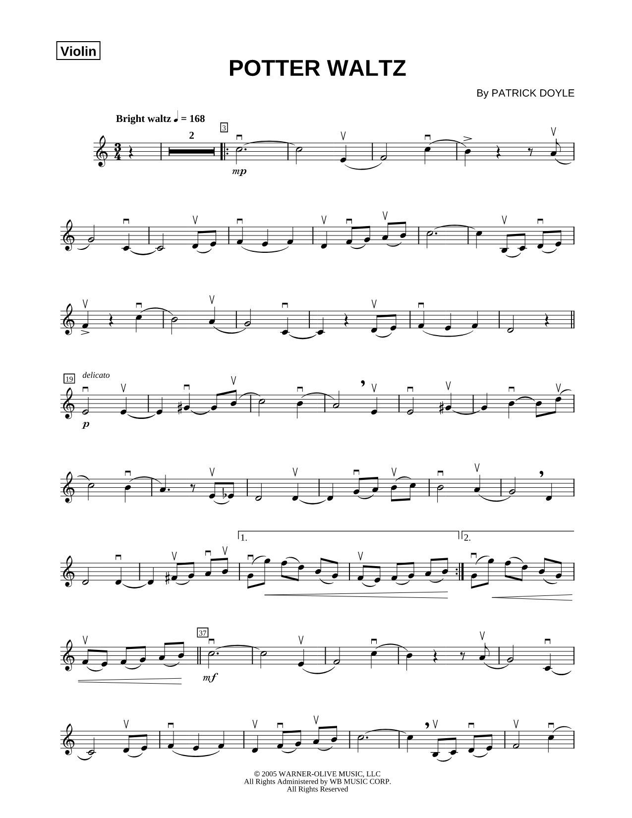 Potter Waltz - Violin